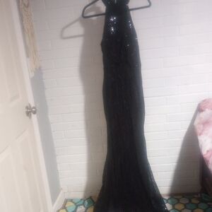 Elegant Black Sequin Evening Gown
